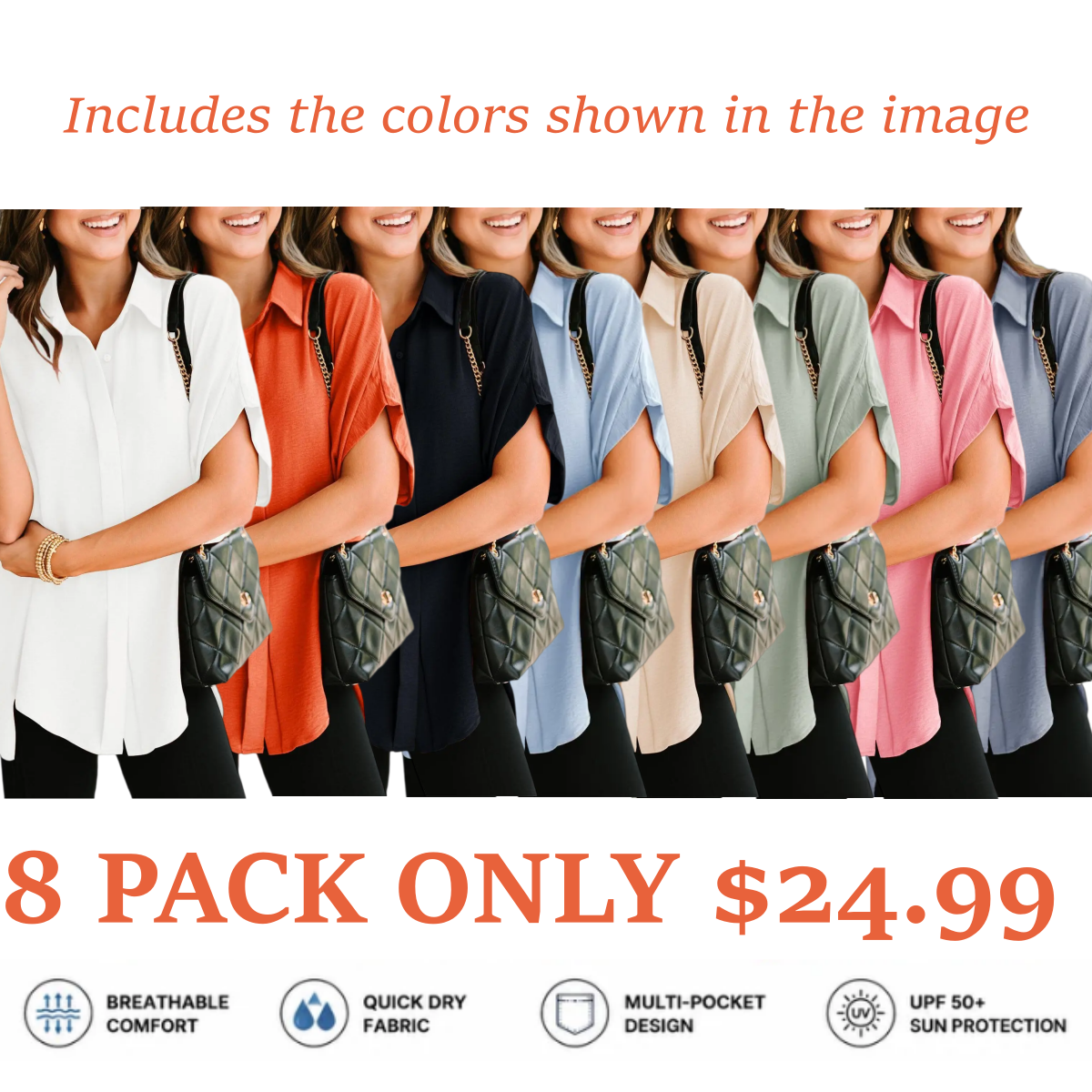 Women's Tops Dressy Casual V Neck Button Down Shirts