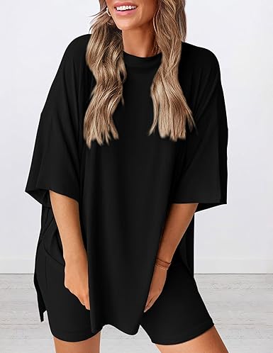 Women's Oversized Crewneck & Biker Shorts Lounge Set