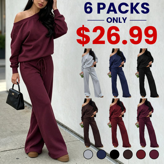 Women‘s Off the Shoulder Long Sleeve Jumper & Pants