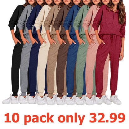 Women's 2-Piece Sweatpants Set Long Sleeve Half Zip Pullover Sweatshirt & Joggers Pants