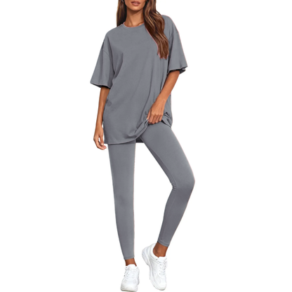 2-Piece Lounge Set Women 2026 Casual Oversized Shirts Leggings Matching Workout