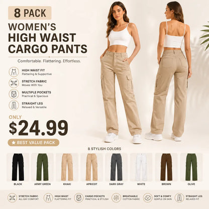 Women's High Waist Stretch Cargo Pants