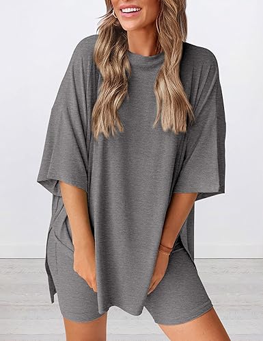 Women's Oversized Crewneck & Biker Shorts Lounge Set