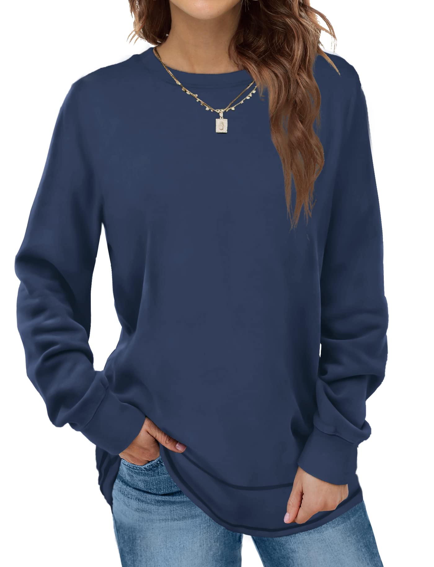 Women Crewneck Long Sleeve Shirts
