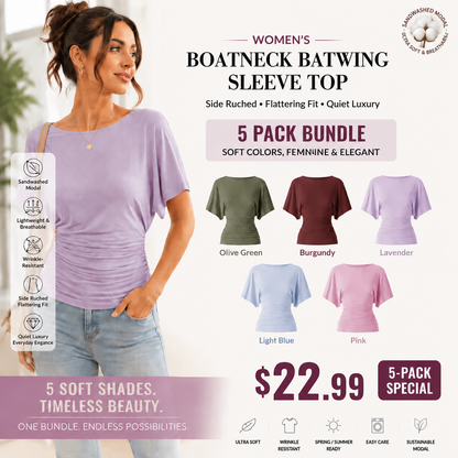 Women's Boatneck Batwing Sleeve Top