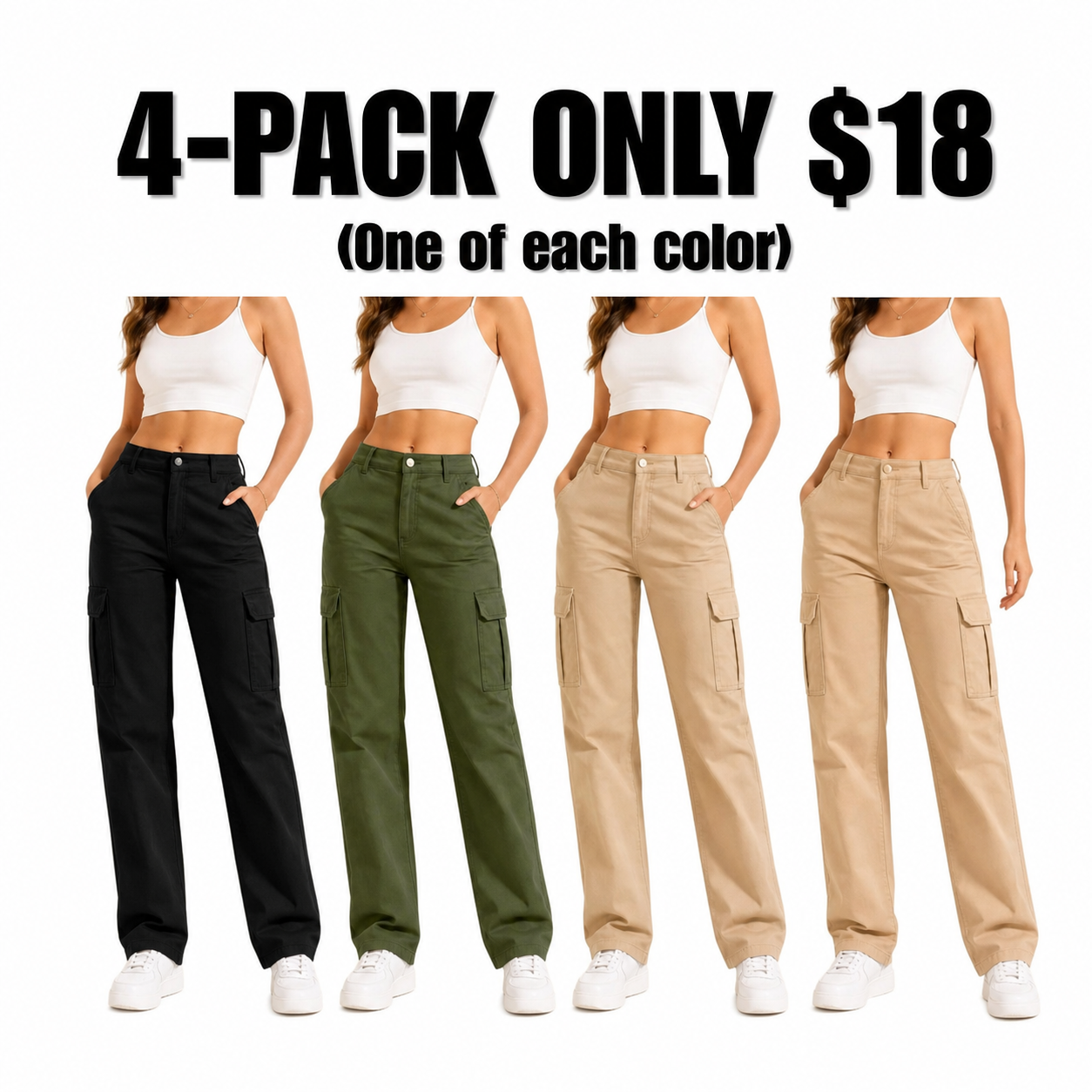 Women's High Waist Stretch Cargo Pants
