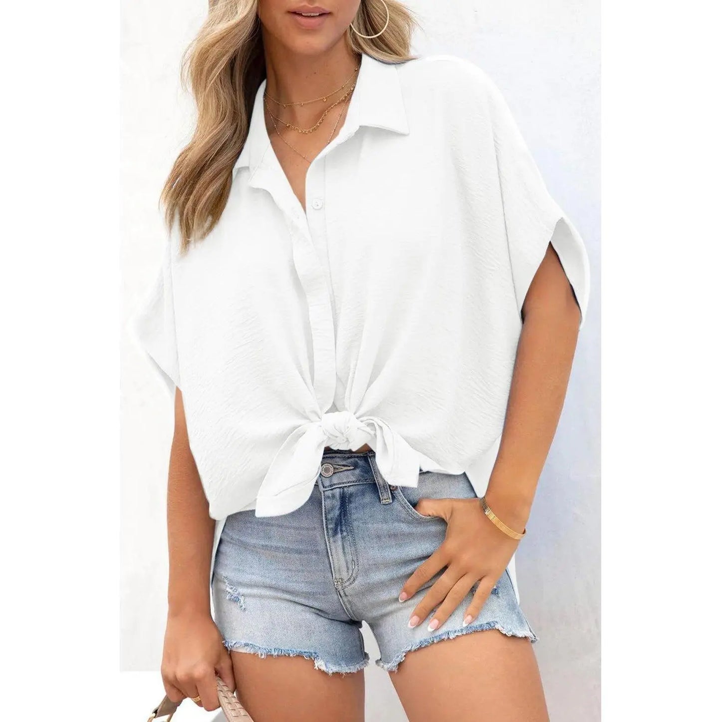Women's Tops Dressy Casual V Neck Button Down Shirts