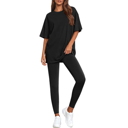 2-Piece Lounge Set Women 2026 Casual Oversized Shirts Leggings Matching Workout