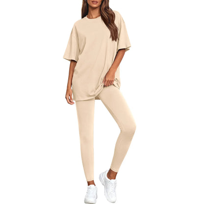 2-Piece Lounge Set Women 2026 Casual Oversized Shirts Leggings Matching Workout
