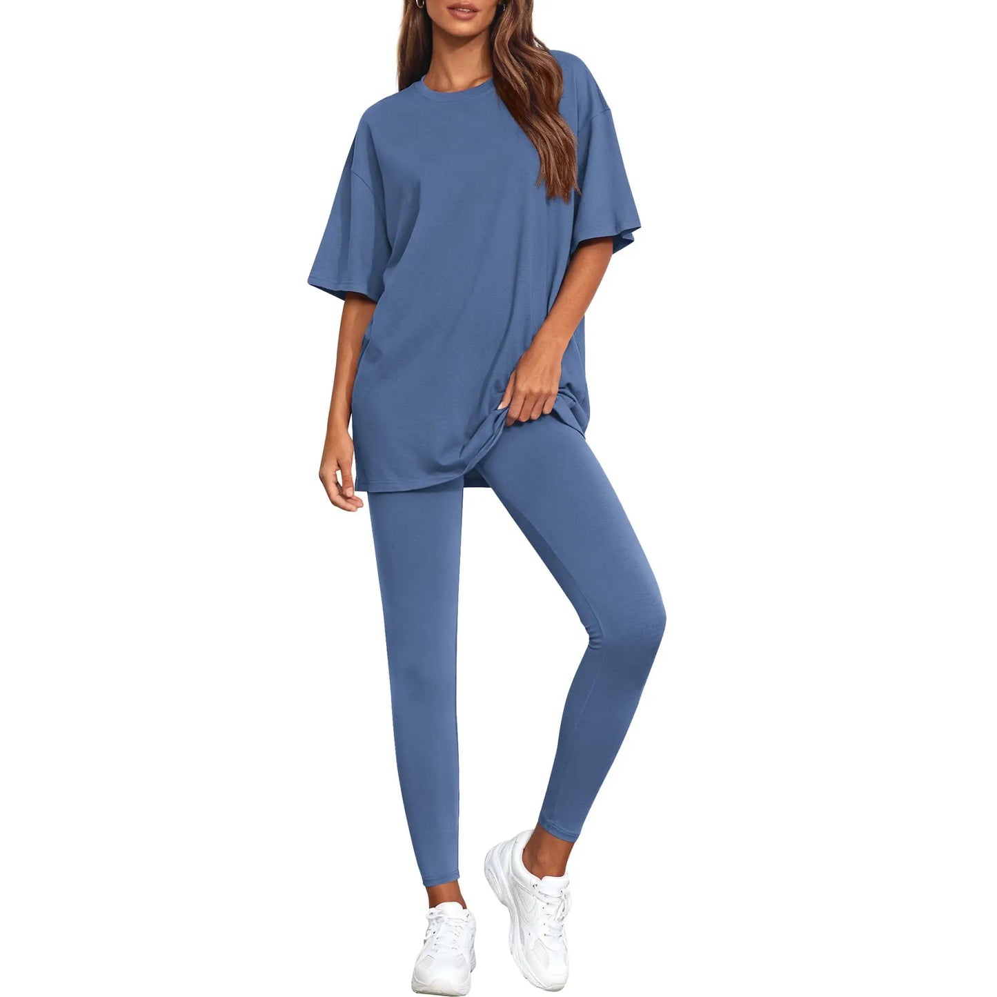 2-Piece Lounge Set Women 2026 Casual Oversized Shirts Leggings Matching Workout