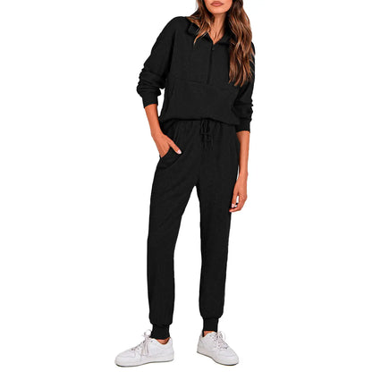 Women's 2-Piece Sweatpants Set Long Sleeve Half Zip Pullover Sweatshirt & Joggers Pants
