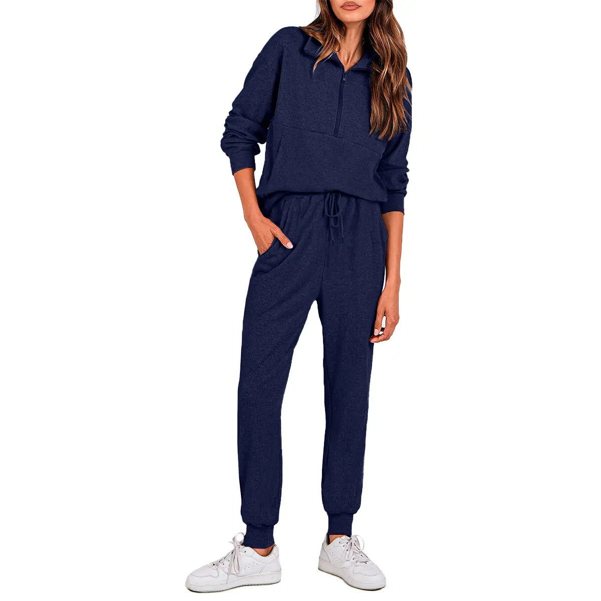 Women's 2-Piece Sweatpants Set Long Sleeve Half Zip Pullover Sweatshirt & Joggers Pants