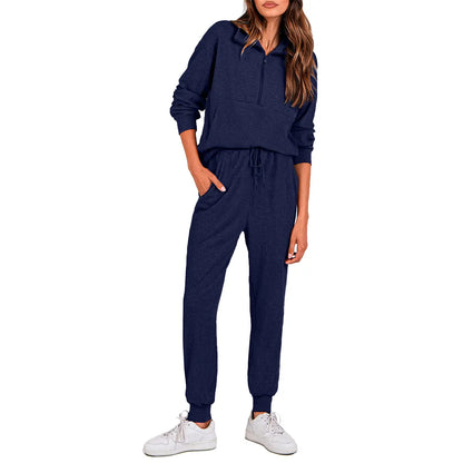 Women's 2-Piece Sweatpants Set Long Sleeve Half Zip Pullover Sweatshirt & Joggers Pants