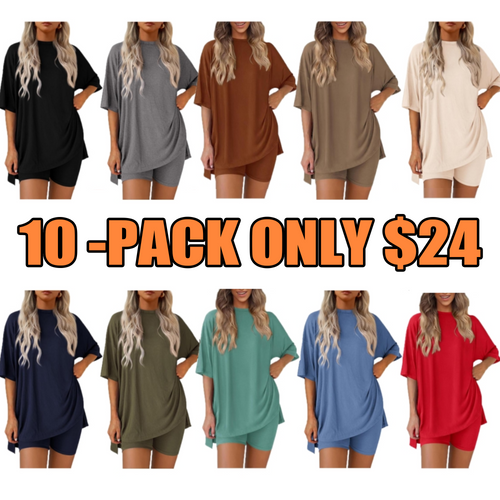 Women's Oversized Crewneck & Biker Shorts Lounge Set