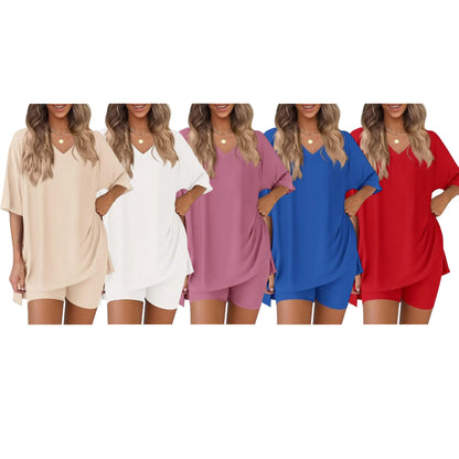 Women's Oversized Crewneck & Biker Shorts Lounge Set