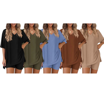 Women's Oversized Crewneck & Biker Shorts Lounge Set