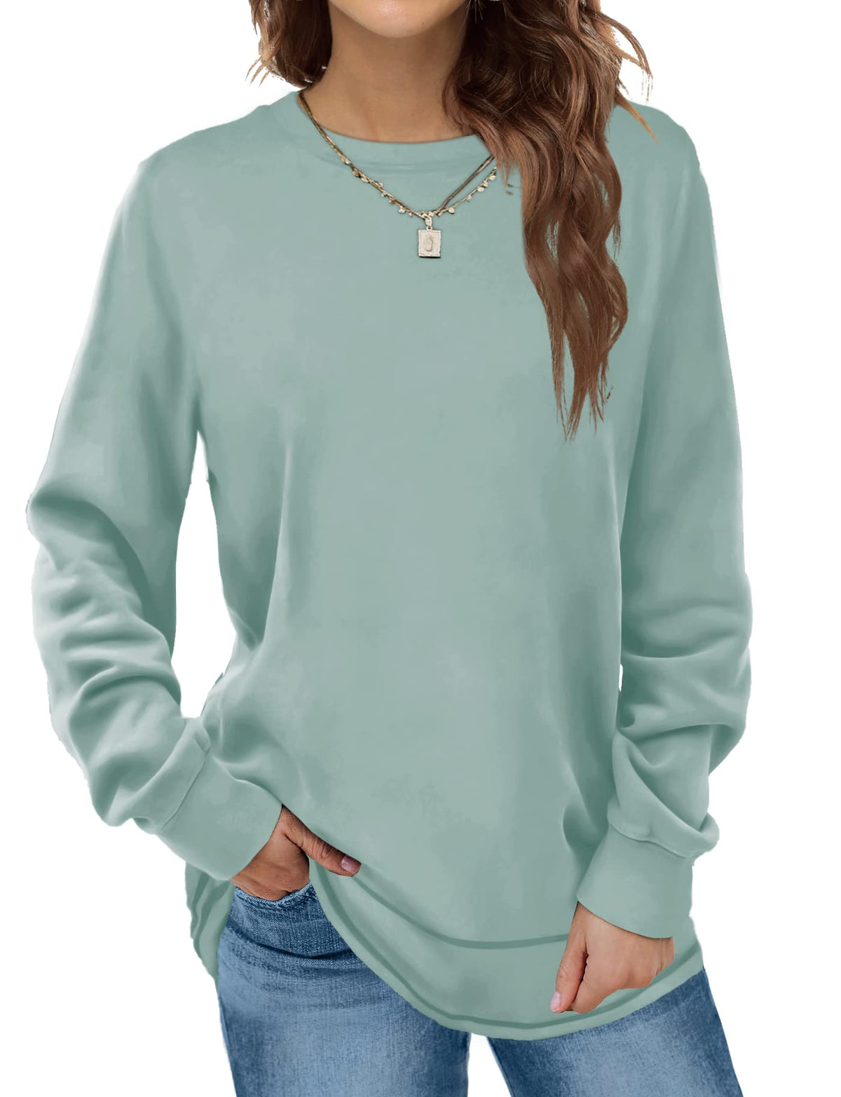 Women Crewneck Long Sleeve Shirts